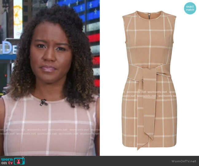 Toccin Plaid Front Tie Sheath worn by Janai Norman on Good Morning America