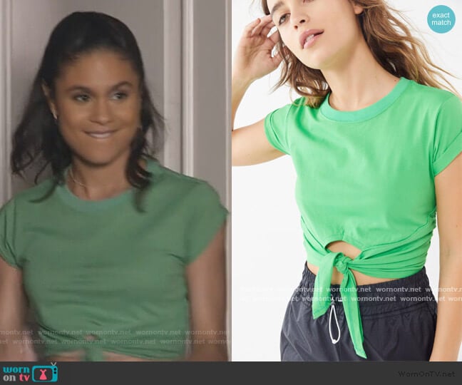 Urban Outfitters Sonya Tie-Front Cropped Tee worn by Sophia Greenleaf (Desiree Ross) on Greenleaf