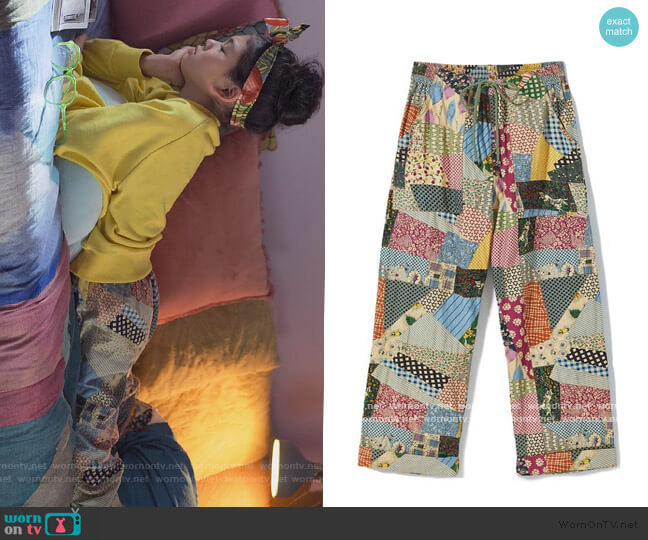 Kimchi Blue Gertie Patchwork Pants worn by Claudia Kishi (Momona Tamada) on The Baby-Sitters Club