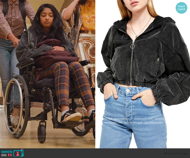 BDG Corduroy Crop Hooded Jacket worn by Devi Vishwakumar (Maitreyi Ramakrishnan) on Never Have I Ever