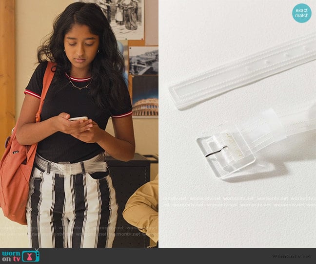 Urban Outfitters Square Clear Belt worn by Devi Vishwakumar (Maitreyi Ramakrishnan) on Never Have I Ever