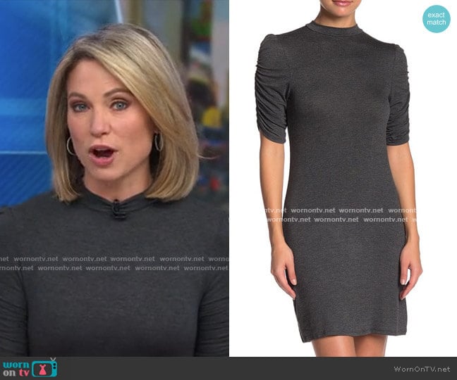Velvet Torch Ruched Sleeve Crepe Dress worn by Amy Robach on Good Morning America