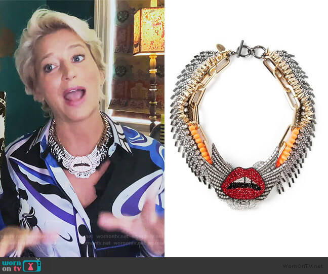 Venna Lip Embellished Necklace worn by Dorinda Medley on The Real Housewives of New York City