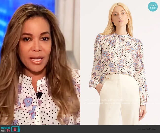 Veronica Beard Ashlynn Floral Blouse worn by Sunny Hostin on The View