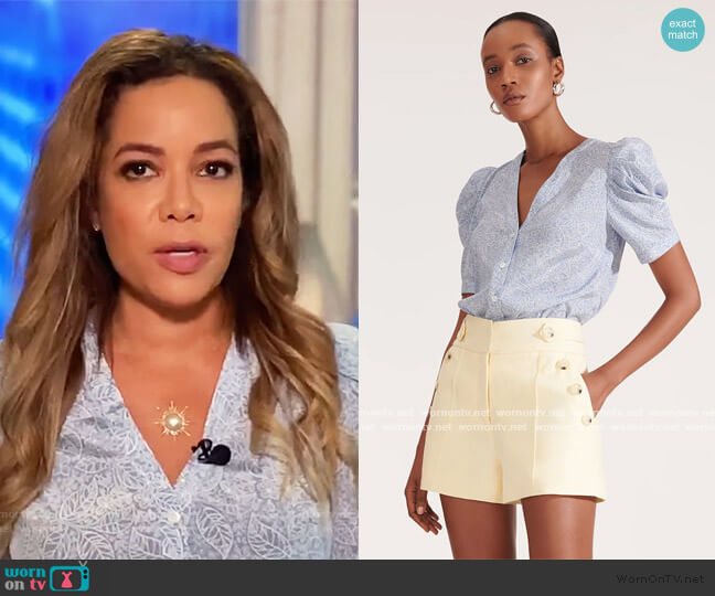 Veronica Beard Garland Puffed-Sleeve Top worn by Sunny Hostin on The View