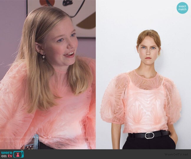 Zara Tulle Ruffle Top worn by Stacey McGill (Shay Rudolph) on The Baby-Sitters Club