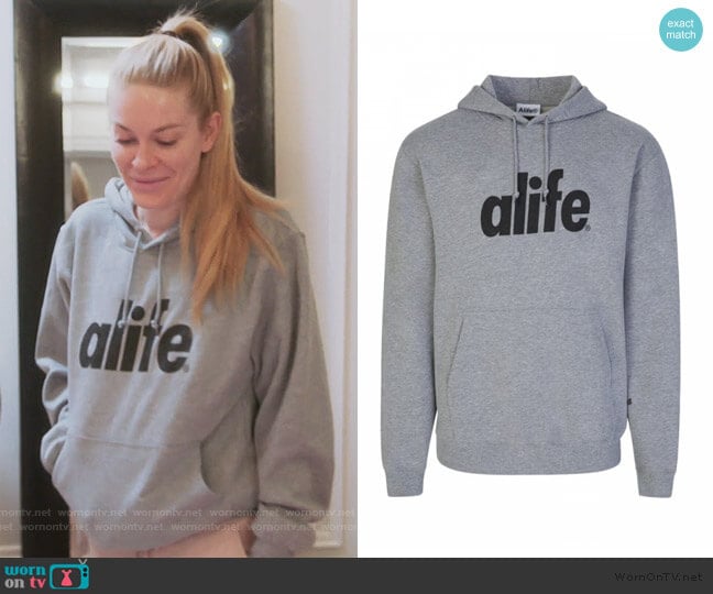 Alife Grey Core Logo Hoodie worn by Leah McSweeney on The Real Housewives of New York City