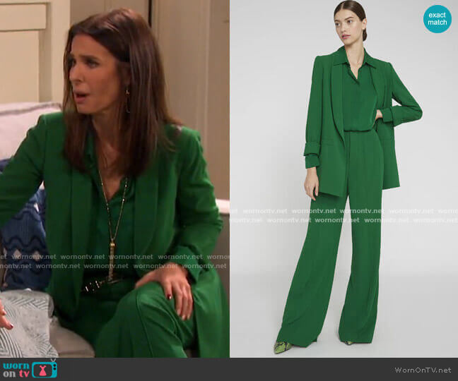 Alice + Olivia Willa Placket Top worn by Hope Williams (Kristian Alfonso) on Days of our Lives
