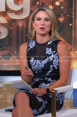 Amy’s black and blue lace sleeveless dress on Good Morning America