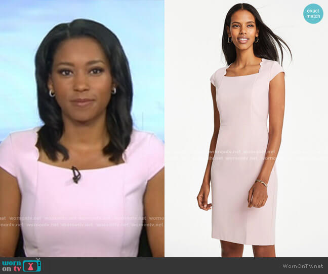 Ann Taylor Square Neck Sheath Dress worn by Rachel Scott on Good Morning America