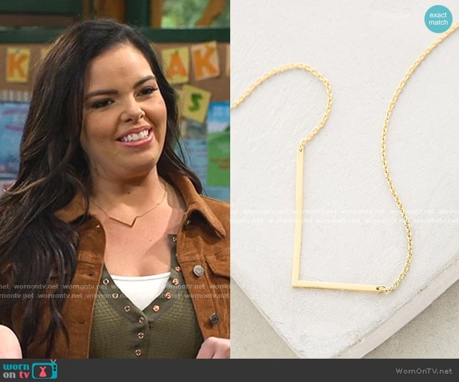 Anthropologie Block Letter Monogram Necklace worn by Lou Hockhauser (Miranda May) on Bunkd