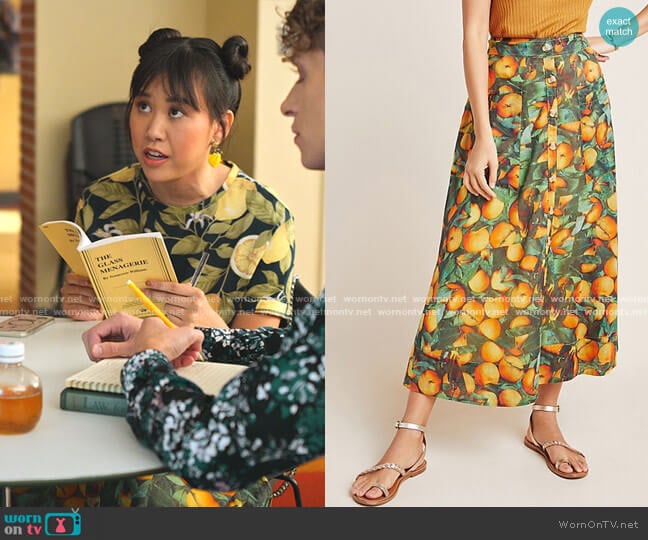 Maeve Summer Orchard Skirt worn by Eleanor Wong (Ramona Young) on Never Have I Ever