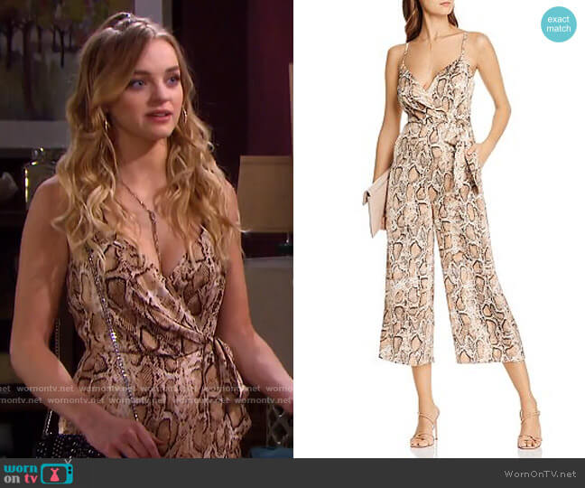 Aqua Snake Print Wide-Leg Jumpsuit worn by Claire Brady (Olivia Keegan) on Days of our Lives