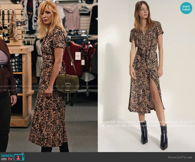 Wilfred Leopard Shirt Dress worn by Beth Dutton (Kelly Reilly) on Yellowstone
