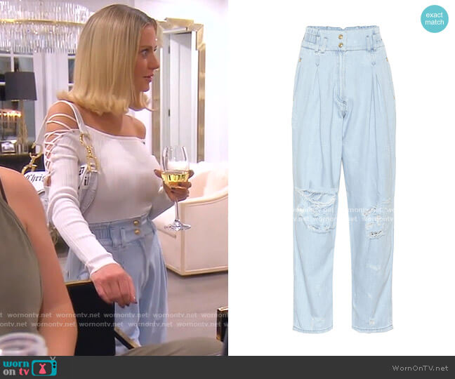 Balmain High-rise Wide-leg Jeans worn by Dorit Kemsley on The Real Housewives of Beverly Hills
