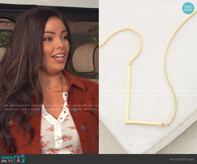 Anthropologie Block Letter Monogram Necklace worn by Lou Hockhauser (Miranda May) on Bunkd