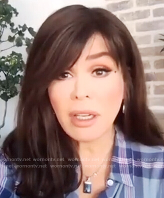 Marie’s blue plaid shirt on The Talk