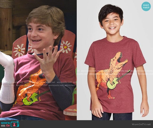 Cat & Jack Dinosaur Short-Sleeve Graphic T-Shirt worn by Finn Sawyer (Will Buie Jr) on Bunkd