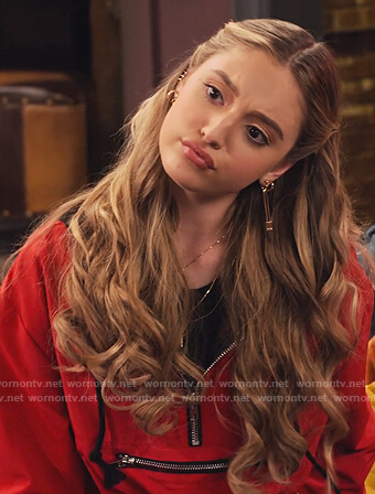 Brooke’s red zipper pocket hoodie on The Expanding Universe of Ashley Garcia
