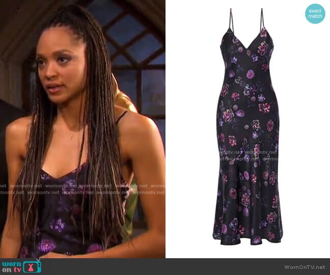 Cami NYC The Colleen Floral-Print Midi Slip Dress worn by Lani Price (Sal Stowers) on Days of our Lives