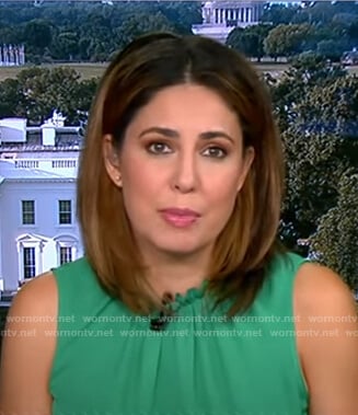 Cecilia’s green gathered neck top on Good Morning America