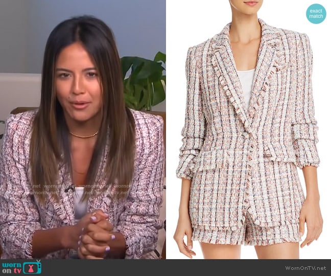 Cinq a Sept Khloe Frayed Tweed Blazer worn by Erin Lim on E! News