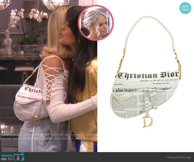 Christian Dior Newspaper Saddle Handbag worn by Dorit Kemsley on The Real Housewives of Beverly Hills