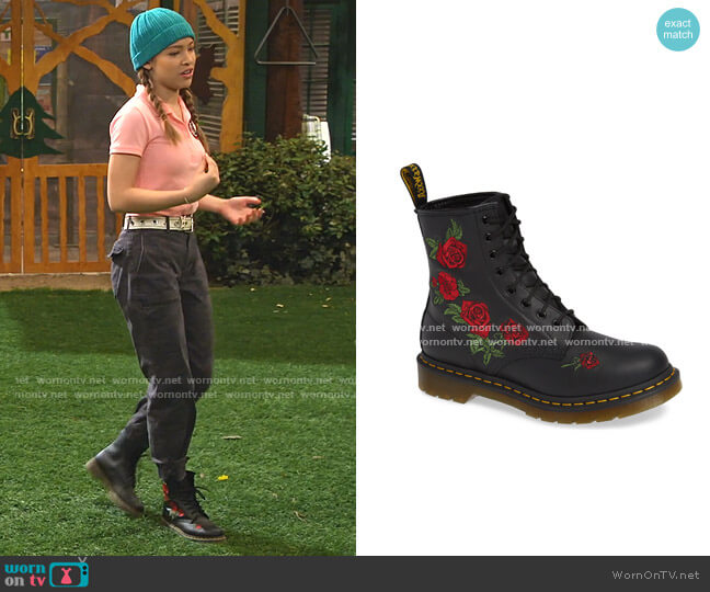 Dr. Martens 1460 Vonda Embroidered Bootie worn by Ava (Shelby Simmons) on Bunkd