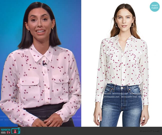 Equipment Slim Signature Blouse worn by Jade Catta-Preta (Jade Catta-Preta) on The Soup