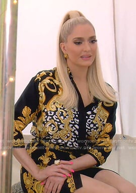 Erika’s black mixed print shirtdress on The Real Housewives of Beverly Hills