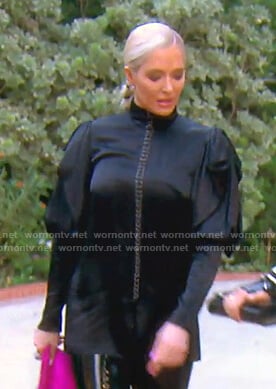 Erika’s black grommet embellished blouse on The Real Housewives of Beverly Hills