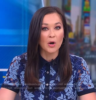 Eva Pilgrim’s blue lace shirtdress on Good Morning America