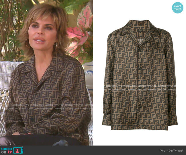 Fendi Logo Print Shirt worn by Lisa Rinna on The Real Housewives of Beverly Hills