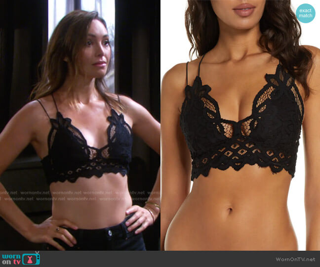 Free People Intimately FP Adella Longline Bralette worn by Gwen Rizczech (Emily O'Brien) on Days of our Lives