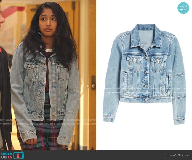 Free People Rumors Denim Jacket worn by Devi Vishwakumar (Maitreyi Ramakrishnan) on Never Have I Ever