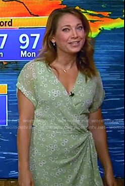 Ginger’s green floral wrap dress on Good Morning America
