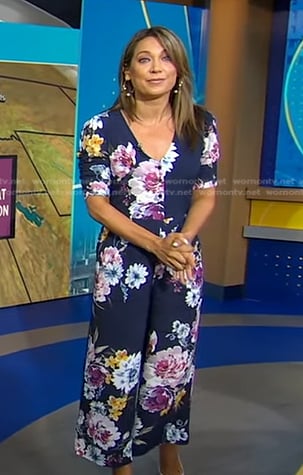 Ginger’s navy floral jumpsuit on Good Morning America