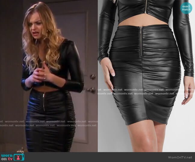 Guess Brisa Shirred Skirt worn by Claire Brady (Olivia Keegan) on Days of our Lives