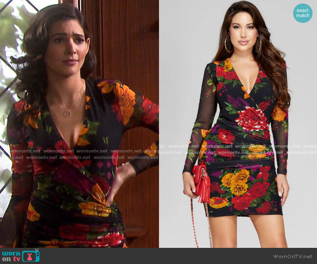 Guess Emma Mesh Ruched Dress worn by Gabi Hernandez (Camila Banus) on Days of our Lives
