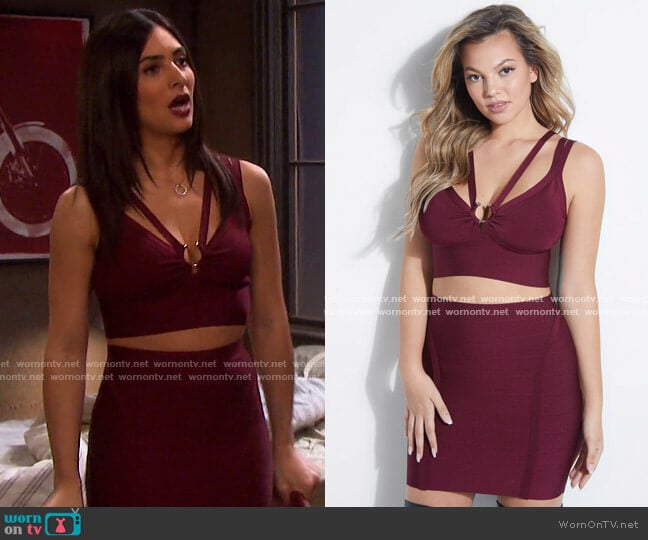 Guess Mirage Bandage Skirt worn by Gabi Hernandez (Camila Banus) on Days of our Lives