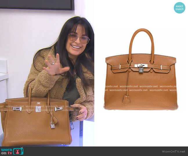 Hermes Birkin 35 Tote Bag with Silver Buckle worn by Kyle Richards on The Real Housewives of Beverly Hills