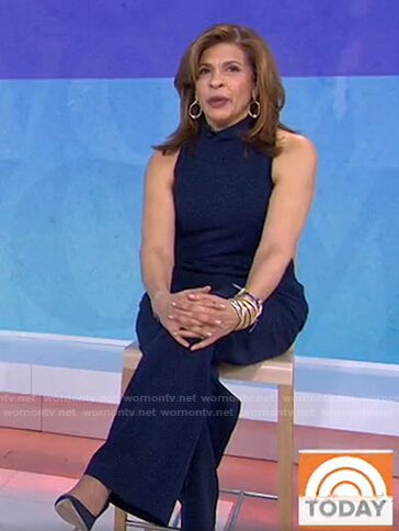 Hoda’s navy mock neck jumpsuit on Today