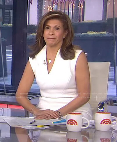 Hoda’s white faux wrap slit dress on Today