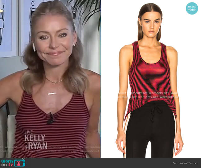 Isabel Marant Avien Striped Linen Tank worn by Kelly Ripa on Live with Kelly and Mark