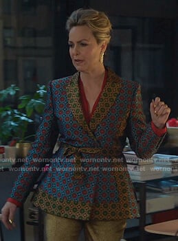 Jacqueline’s geometric wrap jacket on The Bold Type