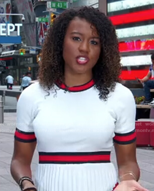 Janai’s white and red contrast trim dress on Good Morning America