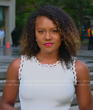 Janai’s white laser-cut sleeveless dress on Good Morning America