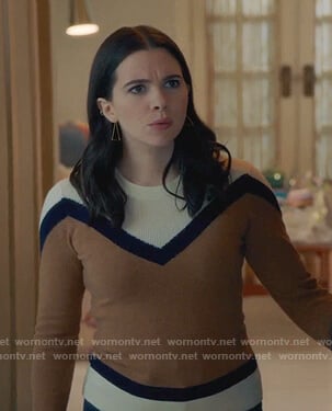 Jane’s white and brown chevron sweater on The Bold Type