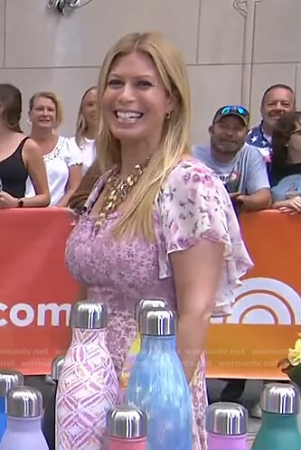 Jill’s pink floral off-shoulder dress on Today