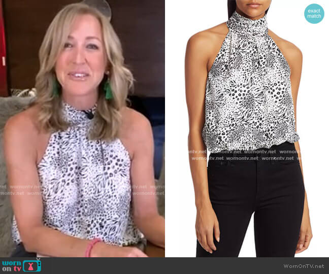 Joie Erola Animal Print Halter Top worn by Lara Spencer on Good Morning America